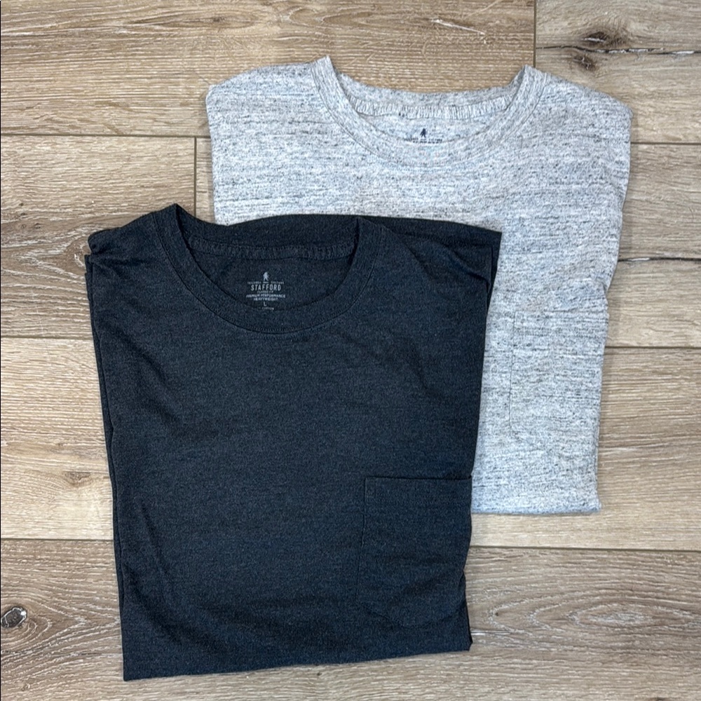Men's Gray and Black Short Sleeve Tees